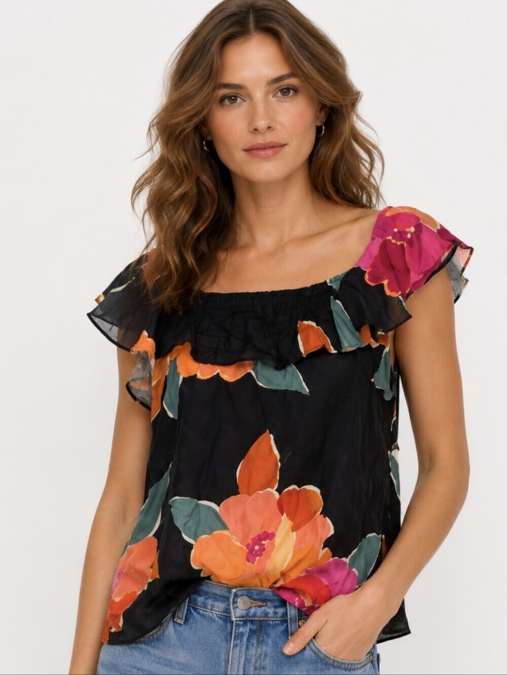 Sezane 100% Silk Floral Blouse 36 NWOT